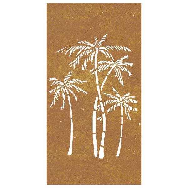 vidaXL Adorno de pared de jardín acero corten diseño palmera 105x55 cm