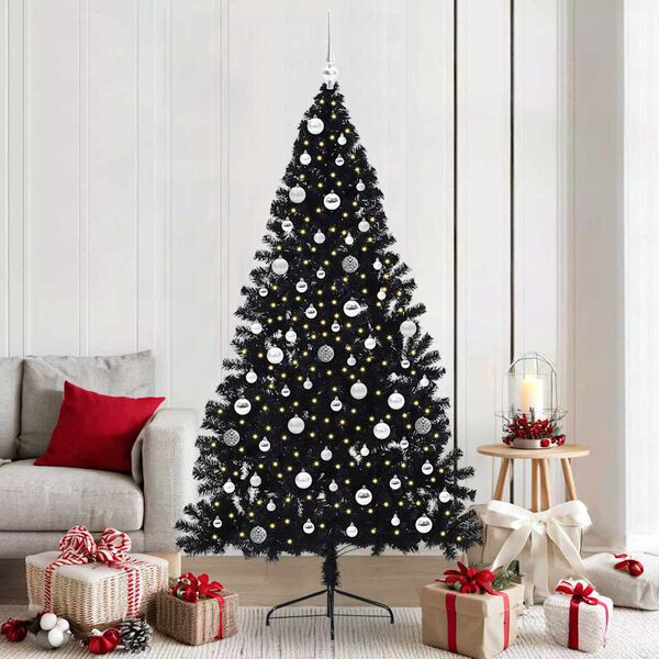 vidaXL &Aacute;rbol de Navidad Artificial Preiluminado Negro 210 cm PVC