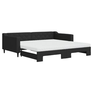 vidaXL Sof&aacute; cama nido con colch&oacute;n tela negro 100x200 cm
