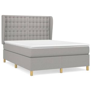 vidaXL Cama box spring con colch&oacute;n tela gris claro 140x200 cm