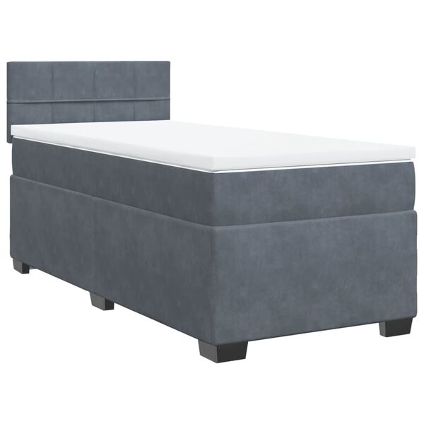 vidaXL Cama box spring individual con colchón terciopelo gris oscuro