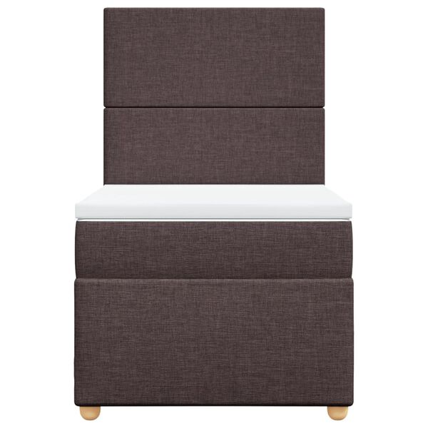 vidaXL Cama box spring con colch&oacute;n tela marr&oacute;n oscuro 80x200 cm