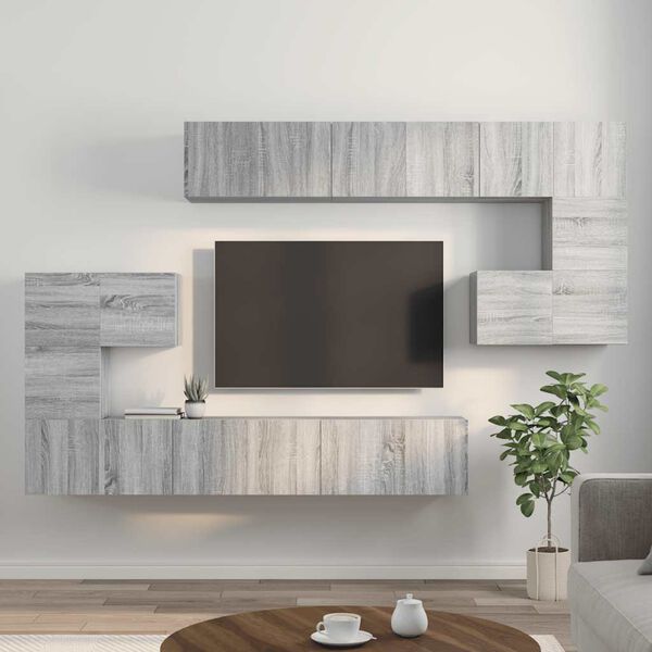 vidaXL Set de muebles para TV 10 pzas madera contrachapada gris Sonoma