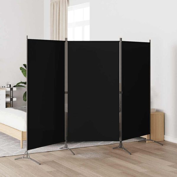 vidaXL Biombo divisor de 3 paneles negro 260x180 cm