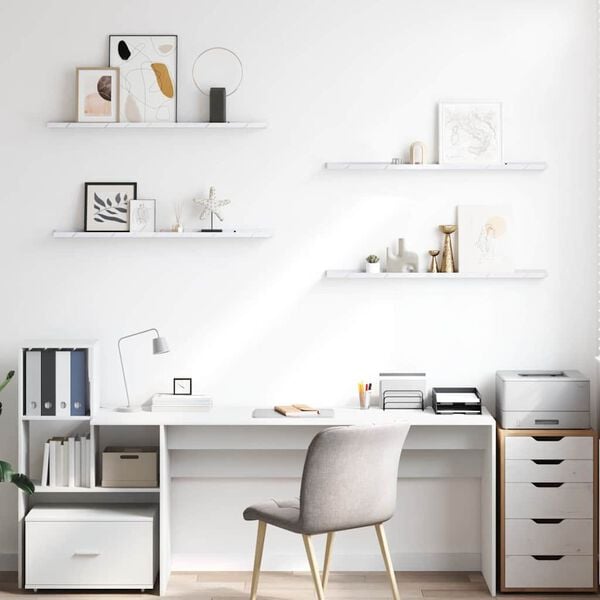 vidaXL Estante de pared con estante 4 pcs M&aacute;rmol 100 x 9 x 3 cm