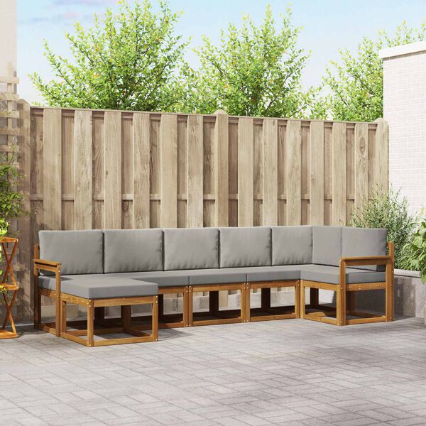 vidaXL Conjunto de sof&aacute;s de exterior 7 pcs Gris Natural y Claro