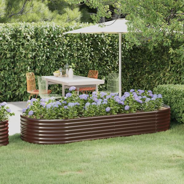 vidaXL Jardinera arriate acero galvanizado marrón 249x100x36cm