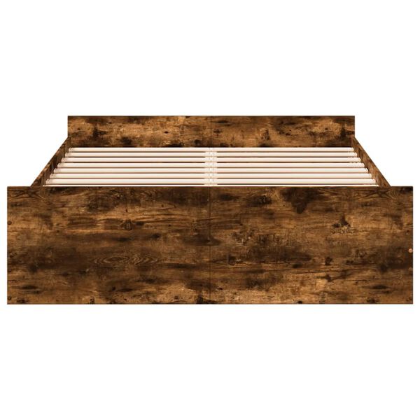 vidaXL Cama con cajones madera de ingenier&iacute;a roble ahumado 140x190 cm