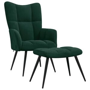 vidaXL Sill&oacute;n de relax con taburete terciopelo verde oscuro
