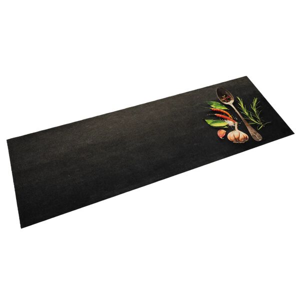 vidaXL Alfombra de cocina lavable terciopelo dibujo especias 60x180 cm