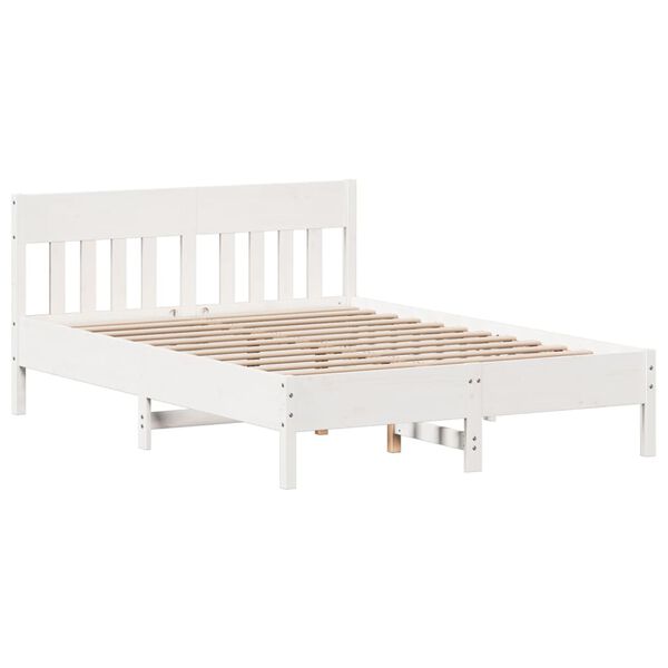 vidaXL Estructura de cama sin colchón madera de pino blanco 135x190 cm