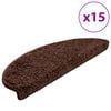 vidaXL Felpudos para escaleras 15 unidades 65x21x4 cm Marr&oacute;n Semicircular Grande