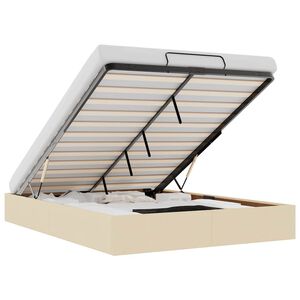 vidaXL Estructura de cama otomana sin colch&oacute;n tela crema 140x200cm