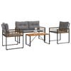 vidaXL Juego de muebles de exterior con cojín 4 pcs Gris Claro