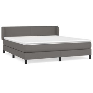 vidaXL Cama box spring con colch&oacute;n cuero sint&eacute;tico gris 160x200 cm