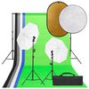 vidaXL Kit de estudio fotogr&aacute;fico con set de luces, fondo y reflector