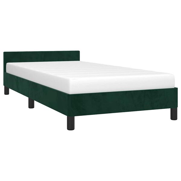 vidaXL Estructura cama sin colch&oacute;n terciopelo verde oscuro 100x200 cm