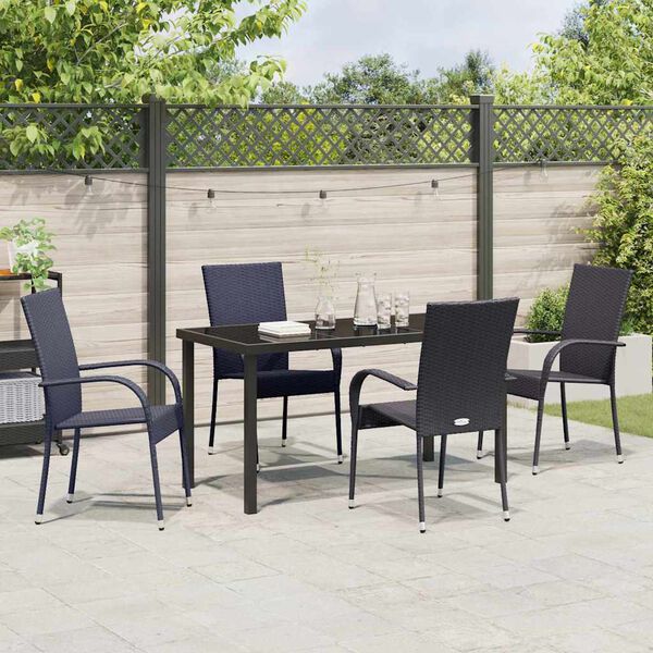 vidaXL Conjunto de Comedor de Jard&iacute;n 5 pcs Negro
