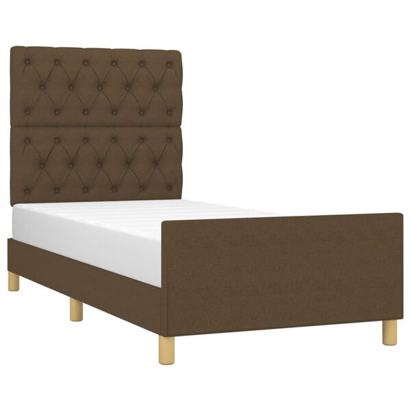 vidaXL Estructura de cama sin colch&oacute;n tela marr&oacute;n oscuro 80x200 cm