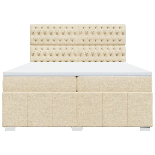 vidaXL Cama box spring con colch&oacute;n tela color crema 200x200 cm