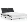 vidaXL Estructura de cama sin colch&oacute;n Zadar cuero sint&eacute;tico blanco y negro 140x190 cm