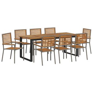 vidaXL Conjunto de Comedor de Jard&iacute;n 9 uds. Gris