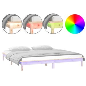 vidaXL Estructura de cama con LED Super King madera maciza 180x200 cm