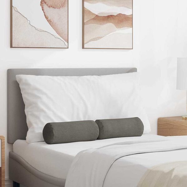 vidaXL Cojines Bolster 2 pcs Gris Claro Ø 15 x 40 cm Tela de pana