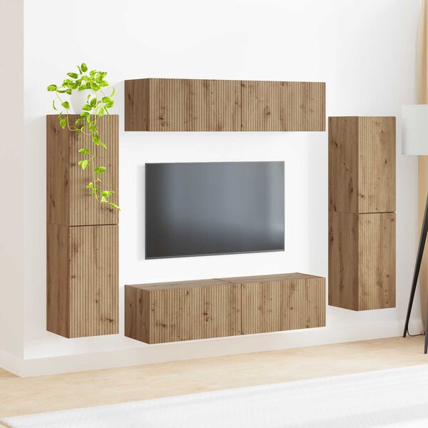 vidaXL Conjunto de mueble de TV 8 pcs Roble artesanal
