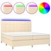 vidaXL Cama box spring colch&oacute;n y luces LED tela crema 200x200 cm