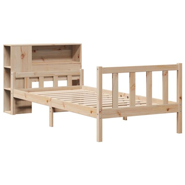 vidaXL Cama con estanter&iacute;a sin colch&oacute;n madera maciza de pino 75x190 cm