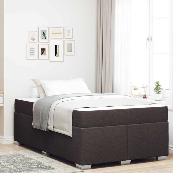 vidaXL Estructura de cama con colch&oacute;n Marr&oacute;n Oscuro 120 x 190 cm tela