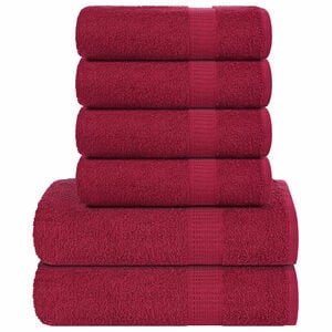 vidaXL Juego de toallas FROGN de 6 piezas burdeos 360 g/m&sup2;