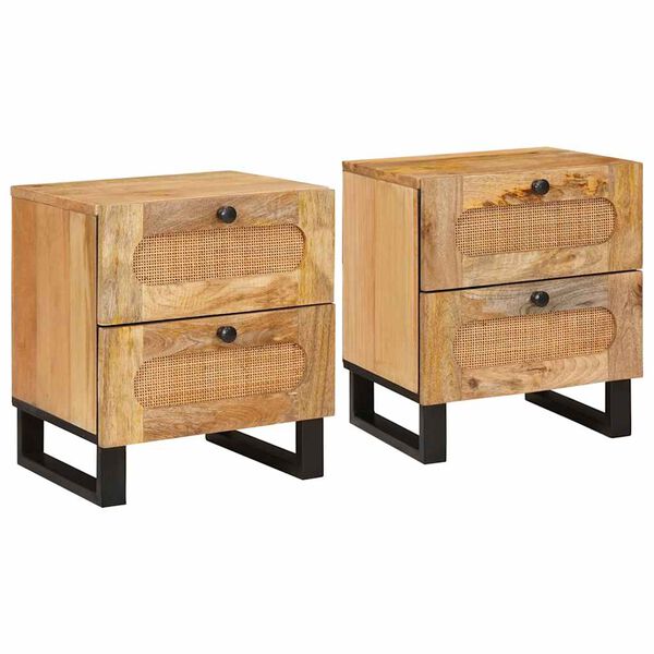 vidaXL Armario de Noche con caj&oacute;n 2 pcs Natural 40 x 33 x 46 cm