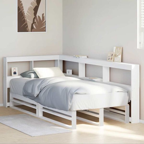 vidaXL Cama con estanter&iacute;a sin colch&oacute;n madera maciza de pino 90x190 cm