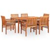 vidaXL Set comedor de jard&iacute;n 7 pzas y cojines madera maciza de acacia