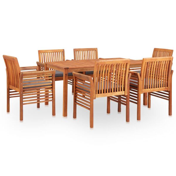 vidaXL Set comedor de jard&iacute;n 7 pzas y cojines madera maciza de acacia