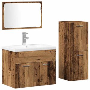 vidaXL Juego de muebles de ba&ntilde;o 4 pcs Marr&oacute;n Madera de ingenier&iacute;a