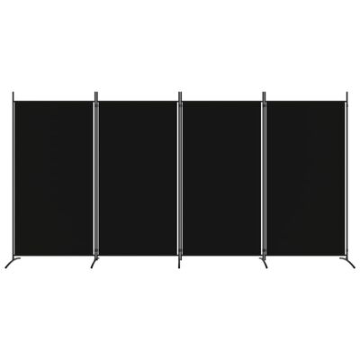 vidaXL Biombo divisor de 4 paneles de tela negro 346x180 cm