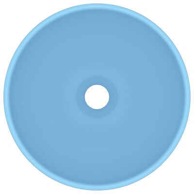 vidaXL Lavabo de lujo redondo cerámica azul claro mate 32,5x14 cm