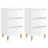 vidaXL Mesita de noche patas madera 2 uds blanco brillo 40x35x69 cm