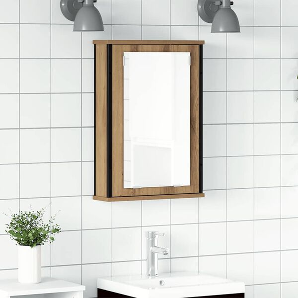 vidaXL Mueble de baño con espejo de roble artesanal 42x12x60 cm