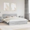 vidaXL Estructura de cama con cabecera Gris Sonoma 180 x 200 cm
