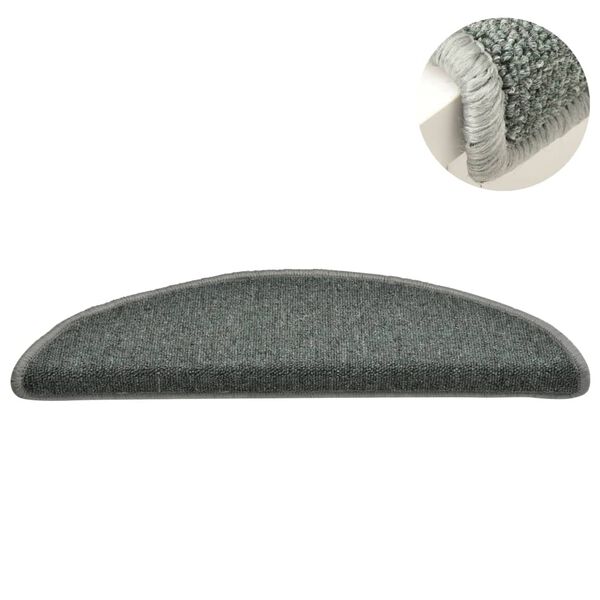 vidaXL Felpudos para escaleras 15 uds 56x17x3 cm Verde oscuro Semicircular