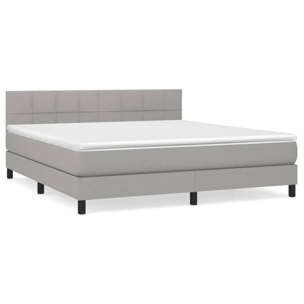 vidaXL Cama box spring con colch&oacute;n tela gris claro 180x200 cm