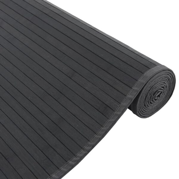 vidaXL Alfombra rectangular bamb&uacute; negro 80x400 cm