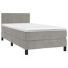 vidaXL Cama box spring colchón y LED terciopelo gris claro 80x200 cm