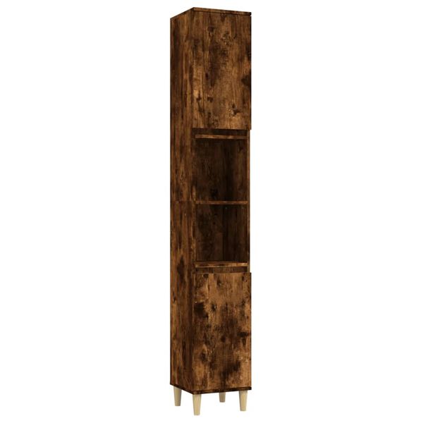 vidaXL Armario de baño madera contrachapada roble ahumado 30x30x190 cm
