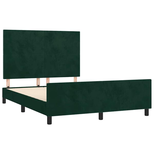 vidaXL Estructura cama sin colch&oacute;n terciopelo verde oscuro 140x200 cm