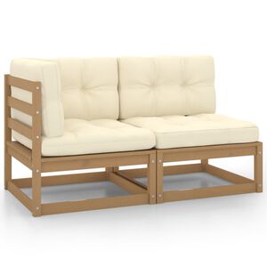 vidaXL Set de muebles de jard&iacute;n 2 pzas cojines madera pino marr&oacute;n miel